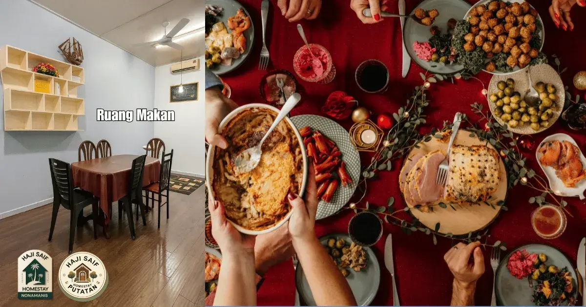 Ruang makan unit Nonamanis di Haji Saif Homestay Putatan